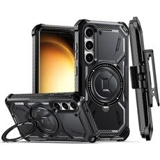 Custodia per telefono con supporto magnetico MagSafe per Samsung Galaxy S23 5G Armor Series con clip posteriore (nero)