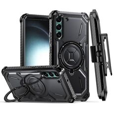 Custodia per telefono con supporto magnetico MagSafe per Samsung Galaxy S22 + 5G Armor Series con clip posteriore (nero)