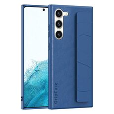 Per Samsung Galaxy S22 + 5G Custodia per cellulare con impugnatura elastica da polso in pelle (blu navy)