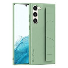 Per Samsung Galaxy S22 + 5G Custodia per cellulare con impugnatura elastica da polso in pelle (verde chiaro)