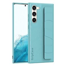 Per Samsung Galaxy S22 + 5G Custodia per cellulare con impugnatura elastica da polso in pelle (blu)
