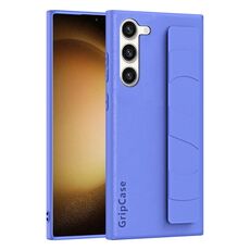 Per Samsung Galaxy S23 5G Custodia per cellulare con impugnatura elastica da polso in pelle (viola)