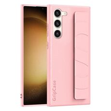Per Samsung Galaxy S23 5G Custodia per cellulare con impugnatura elastica da polso in pelle (rosa)