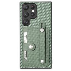 Per Samsung Galaxy S21 Ultra 5G Wristband Kickstand Custodia posteriore per telefono con coltello per attrezzi (verde)