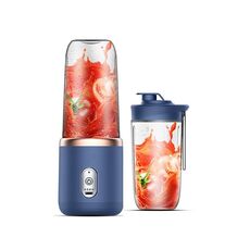 Spremiagrumi elettrico portatile a 6 lame 5V 40W Spremiagrumi portatile, specifiche: doppia tazza blu
