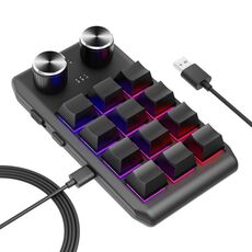 Tastiera di programmazione personalizzata USB cablata 12KV2 MOLD Mini meccanica 12 tasti 2 manopole (nero)
