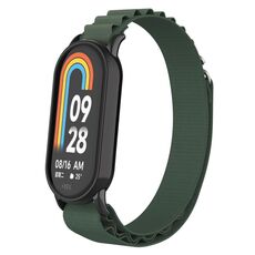 Per Xiaomi Mi Band 8 cinturino in nylon con cinturino in metallo (nero + verde militare)