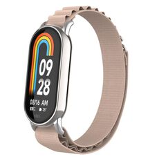 Per cinturino in nylon con cinturino in metallo Xiaomi Mi Band 8 (argento + albicocca)