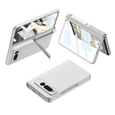 Per Google Pixel Fold GKK Custodia per telefono a copertura totale con cerniera pieghevole integrata con supporto (bianco)