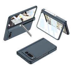Per Google Pixel Fold GKK Custodia per telefono a copertura totale con cerniera pieghevole integrata con supporto (blu)