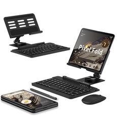 Per Google Pixel Fold GKK Supporto per tastiera Bluetooth pieghevole con penna + supporto + tastiera + mouse (nero)