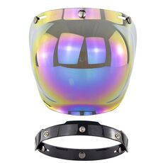 Lente antivento a tre pulsanti per casco da motociclista con staffa (arcobaleno)