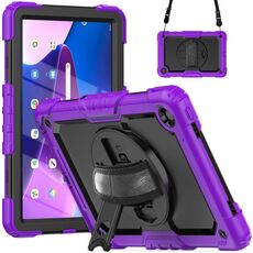 Custodia per tablet PC ibrido in silicone di terza generazione per Lenovo Tab M10 Plus 10.6 Gen 3 con tracolla (viola)