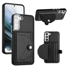 Custodia per telefono in pelle antiurto per Samsung Galaxy S22 + 5G con porta carte (nero)