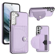 Custodia per telefono in pelle antiurto per Samsung Galaxy S22 + 5G con porta carte (viola)