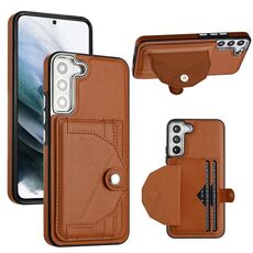 Custodia per telefono in pelle antiurto per Samsung Galaxy S22 + 5G con porta carte (marrone)