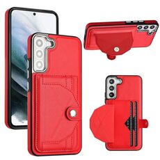 Custodia per telefono in pelle antiurto per Samsung Galaxy S22 + 5G con porta carte (rosso)