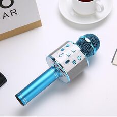 WS-858L Microfono a capacità wireless lampeggiante a LED con microfono audio Bluetoon Live per telefono cellulare (blu)