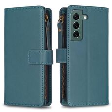 Per Samsung Galaxy S22 + 5G 9 slot per schede con cerniera portafoglio in pelle flip custodia per telefono (verde)