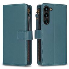 Per Samsung Galaxy S23 + 5G 9 slot per schede con cerniera portafoglio in pelle flip custodia per telefono (verde)