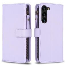 Per Samsung Galaxy S23 + 5G 9 slot per schede con cerniera portafoglio custodia in pelle flip (viola chiaro)