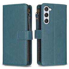 Per Samsung Galaxy S23 5G 9 slot per schede con cerniera portafoglio in pelle flip custodia per telefono (verde)