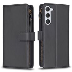 Per Samsung Galaxy S23 5G 9 slot per schede con cerniera portafoglio in pelle flip custodia per telefono (nero)