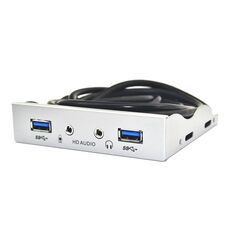 3,5 pollici 2 porte USB 3.0 + HD AUDIO PC desktop Unità floppy Pannello frontale (argento bianco)