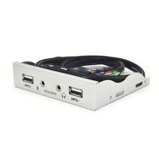 3,5 pollici 2 porte USB 2.0 + HD AUDIO Custodia per PC desktop Unità floppy Pannello frontale (argento bianco)