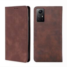 Custodia in pelle magnetica per Xiaomi Redmi Note 12S 4G Skin Feel (marrone scuro)