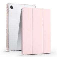 Per OPPO Pad Air 10.36 2022 Custodia per tablet in pelle TPU trasparente pieghevole a 3 pieghe con slot per penna (rosa)
