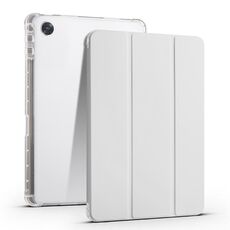 Per OPPO Pad Air 10.36 2022 Custodia per tablet in pelle TPU trasparente pieghevole a 3 pieghe con slot per penna (grigio)