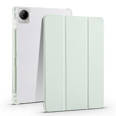 Per vivo Pad 11 Custodia per tablet in pelle TPU trasparente pieghevole a 3 pieghe con slot per penna (verde chiaro)