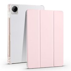 Per vivo Pad 11 Custodia per tablet in pelle TPU trasparente pieghevole a 3 pieghe con slot per penna (rosa)