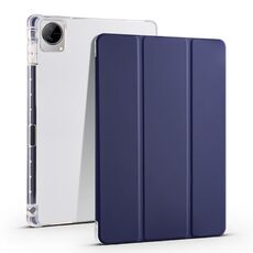 Per vivo Pad 11 Custodia per tablet in pelle TPU trasparente pieghevole a 3 pieghe con slot per penna (blu scuro)