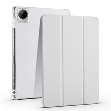 Per vivo Pad 11 Custodia per tablet in pelle TPU trasparente pieghevole a 3 pieghe con slot per penna (grigio)