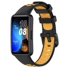 Per cinturino di ricambio in silicone bicolore Huawei Band 8 (nero giallo)