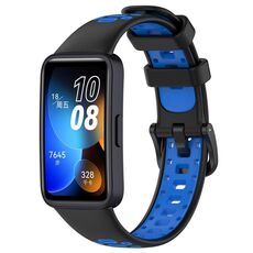 Per cinturino di ricambio in silicone bicolore Huawei Band 8 (nero blu)