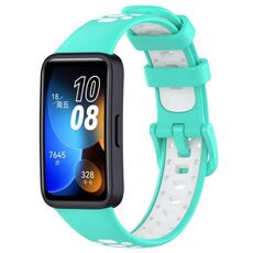 Per cinturino di ricambio in silicone bicolore Huawei Band 8 (ciano bianco)