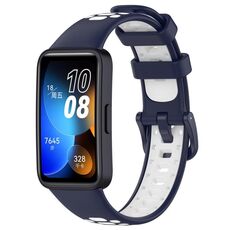 Per cinturino di ricambio in silicone bicolore per Huawei Band 8 (blu notte bianco)
