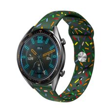 Cinturino per orologio in silicone con motivo ovale colorato con fibbia inversa universale da 20 mm (verde scuro)