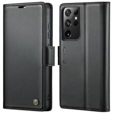 Per Samsung Galaxy S21 Ultra 5G CaseMe 023 Butterfly Buckle Litchi Texture RFID Custodia in pelle antifurto (nero)