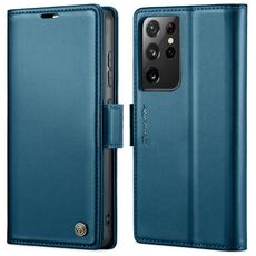 Per Samsung Galaxy S21 Ultra 5G CaseMe 023 Butterfly Buckle Litchi Texture RFID Custodia in pelle antifurto (blu)
