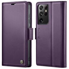 Per Samsung Galaxy S21 Ultra 5G CaseMe 023 Butterfly Buckle Litchi Texture RFID Custodia in pelle antifurto (viola perlato)