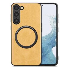 Per Samsung Galaxy S23+ 5G Custodia per cellulare con cover posteriore in pelle tinta unita (giallo)