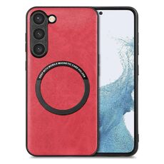 Per Samsung Galaxy S21 Ultra 5G Custodia per telefono in pelle tinta unita con cover posteriore (rosso)