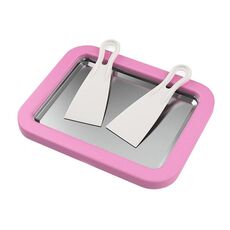 Mini macchina per yogurt fritto per uso domestico Vassoio per ghiaccio fritto fai-da-te fatto in casa per bambini, colore: lega di alluminio rosa 22,5x17,5 cm