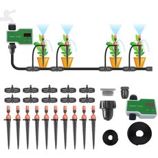 Sistema di irrigazione Dispositivo di irrigazione automatico temporizzato con controller intelligente, specifica: 10 m 10 set Tuta a doppio uso con presa di terra