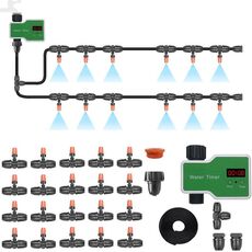 Sistema di irrigazione Dispositivo di irrigazione automatico temporizzato con controller intelligente, specifica: 20 m 20 set di ugelli a spruzzo sospesi