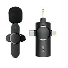 Microfono wireless Lavalier One by One 3 in 1 con riduzione del rumore per iPhone/iPad/Android/fotocamera